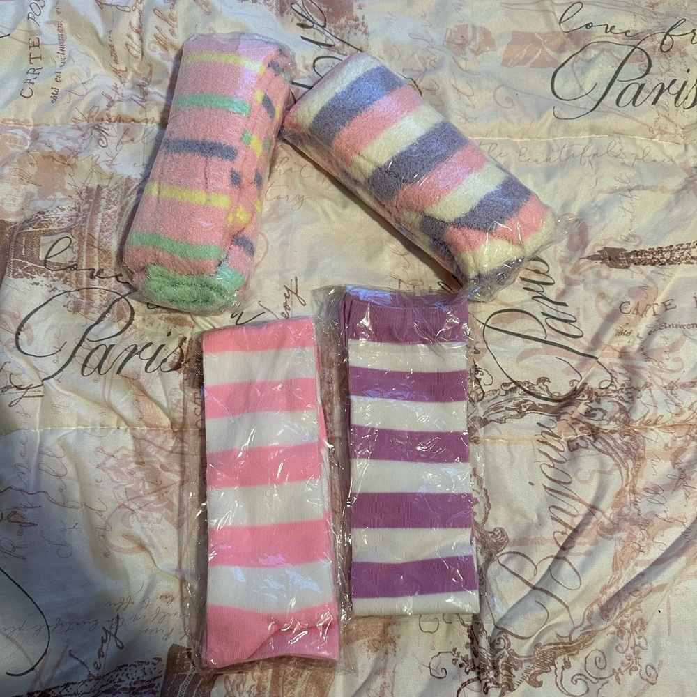 Lot of 4 pairs pastel thigh high socks S/M